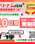 ベトナムeSIMのVinaPhone10日間データ量無制限電話番号付プラン画像_eSIM-san