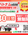 ベトナムeSIMのVinaPhone30日間データ量無制限電話番号付プラン画像_eSIM-san