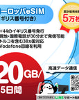 ヨーロッパeSIM 20GB/15日間の電話番号付きプラン画像_eSIM-san