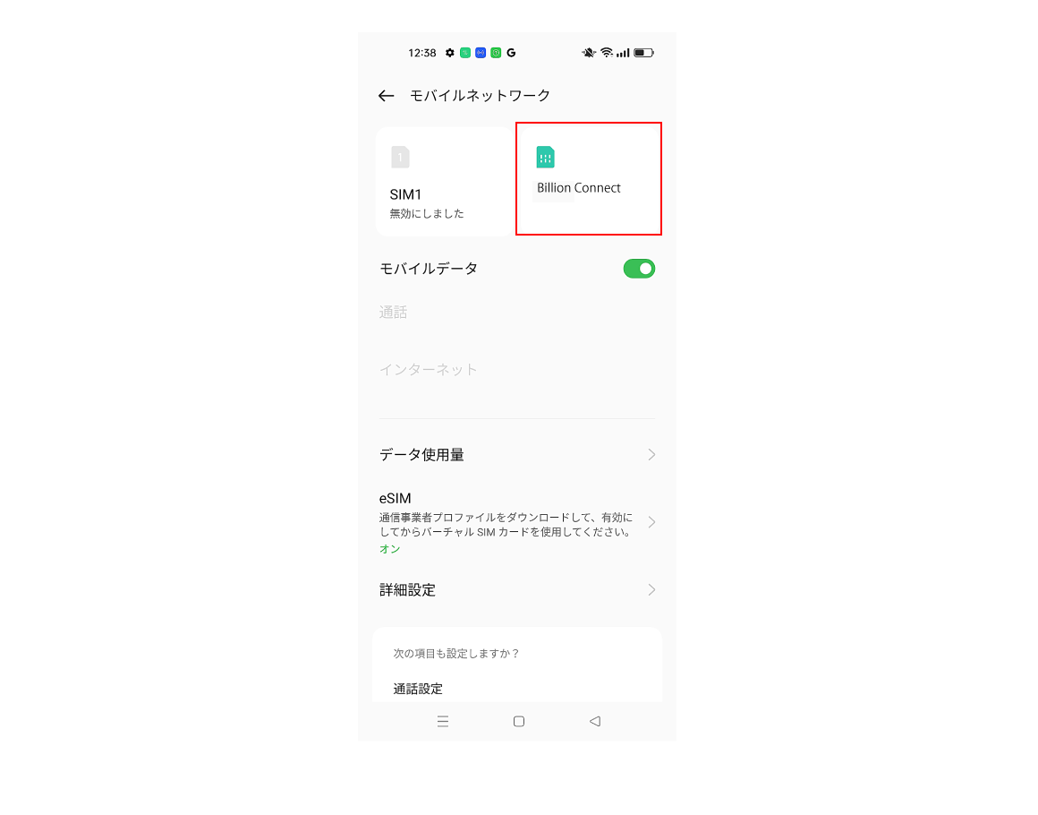 「購入したeSIM」をタップ
