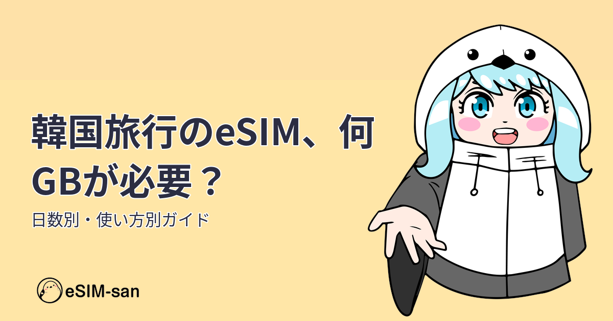 韓国旅行のeSIM必要容量を解説するアイキャッチ画像