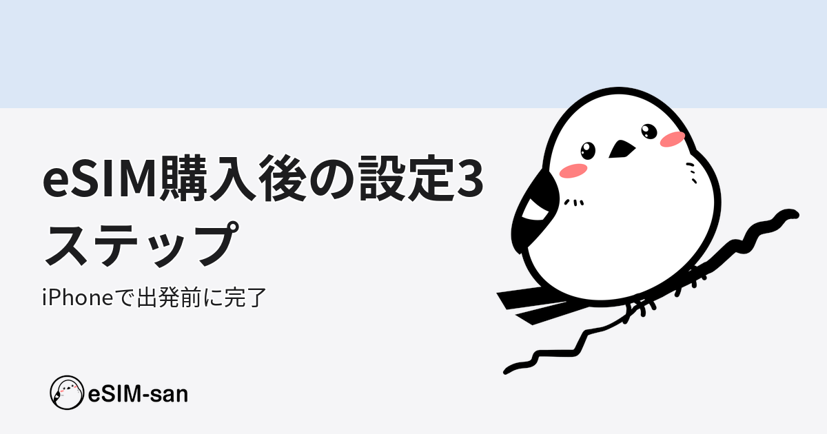 eSIM購入後の設定ガイド。いーしむぅがiPhoneの3ステップセットアップを解説