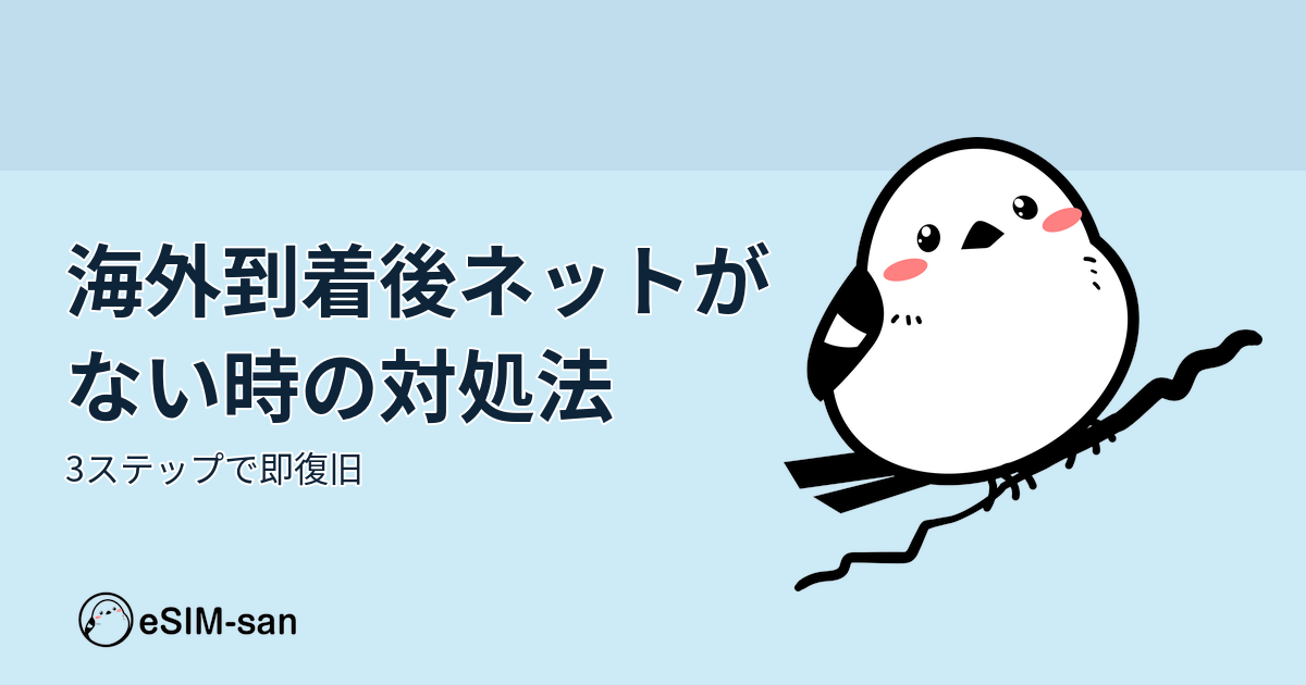 海外到着後にネットがない時の対処法を紹介するeSIM-san公式ブログのアイキャッチ画像