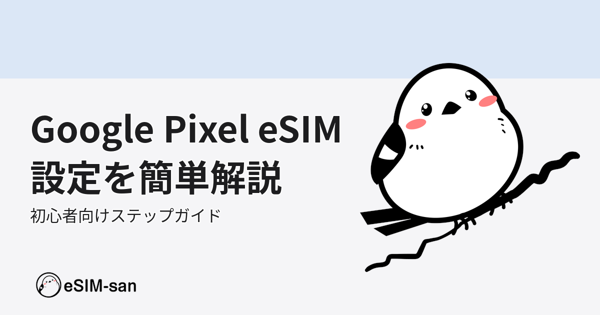 Google Pixel eSIM設定方法のガイド記事、いーしむぅキャラクター付き