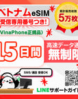 ベトナムeSIMのVinaPhone15日間データ量無制限電話番号付プラン画像_eSIM-san