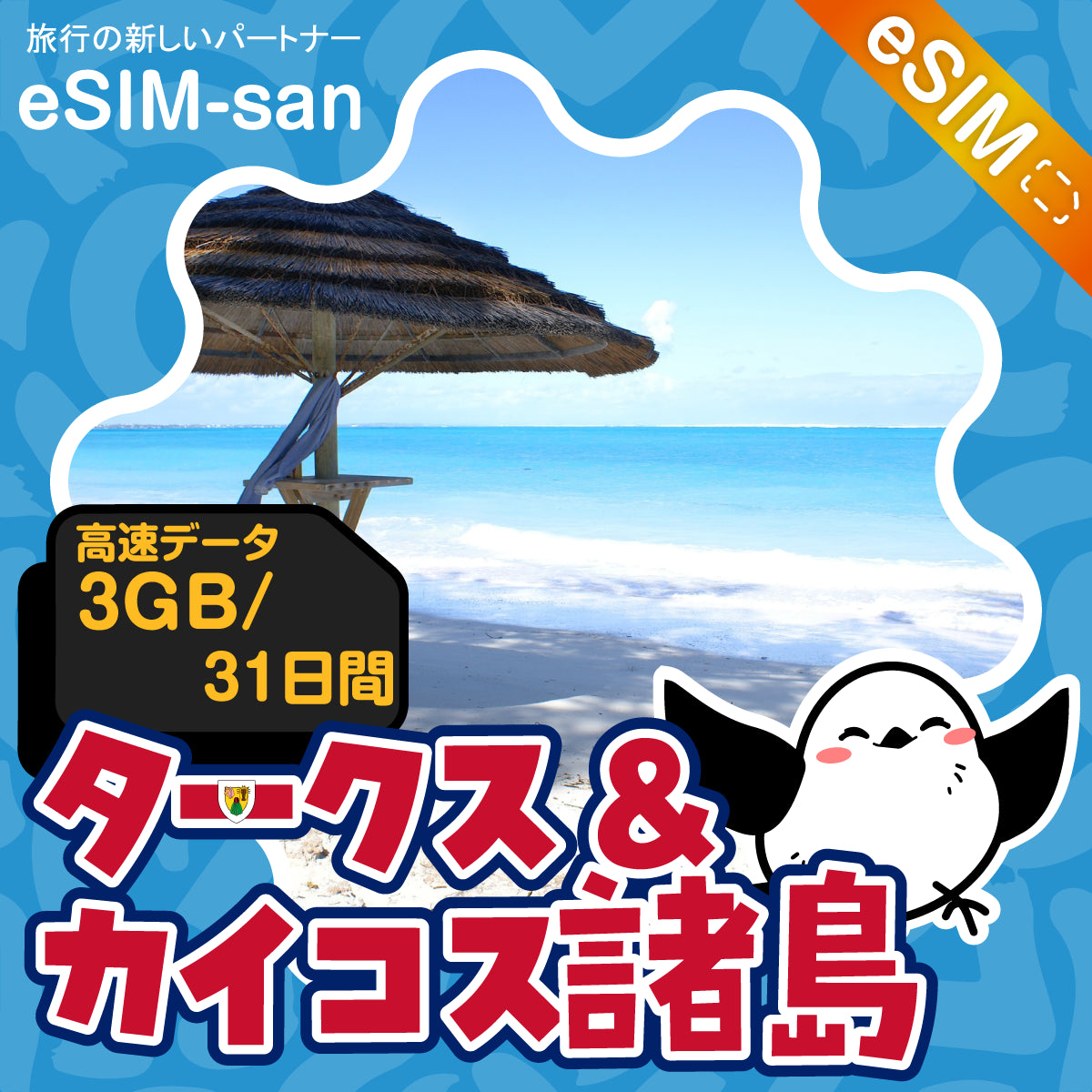 タークス・カイコス諸島eSIMの3GBプラン画像_eSIM-san