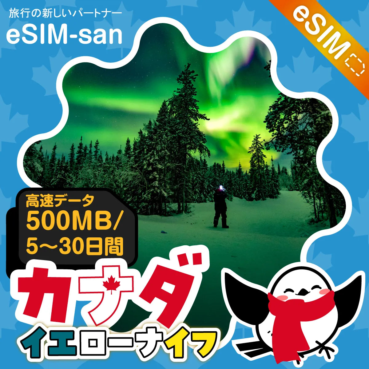 カナダ（イエローナイフ）eSIMの500MB/dayプラン画像_eSIM-san