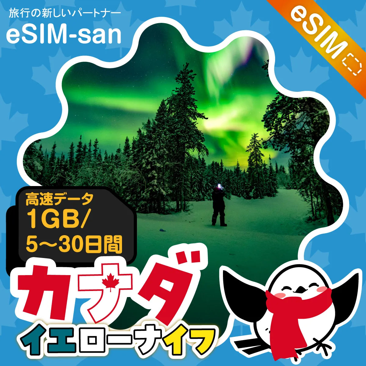 カナダ（イエローナイフ）eSIMの1GB/dayプラン画像_eSIM-san