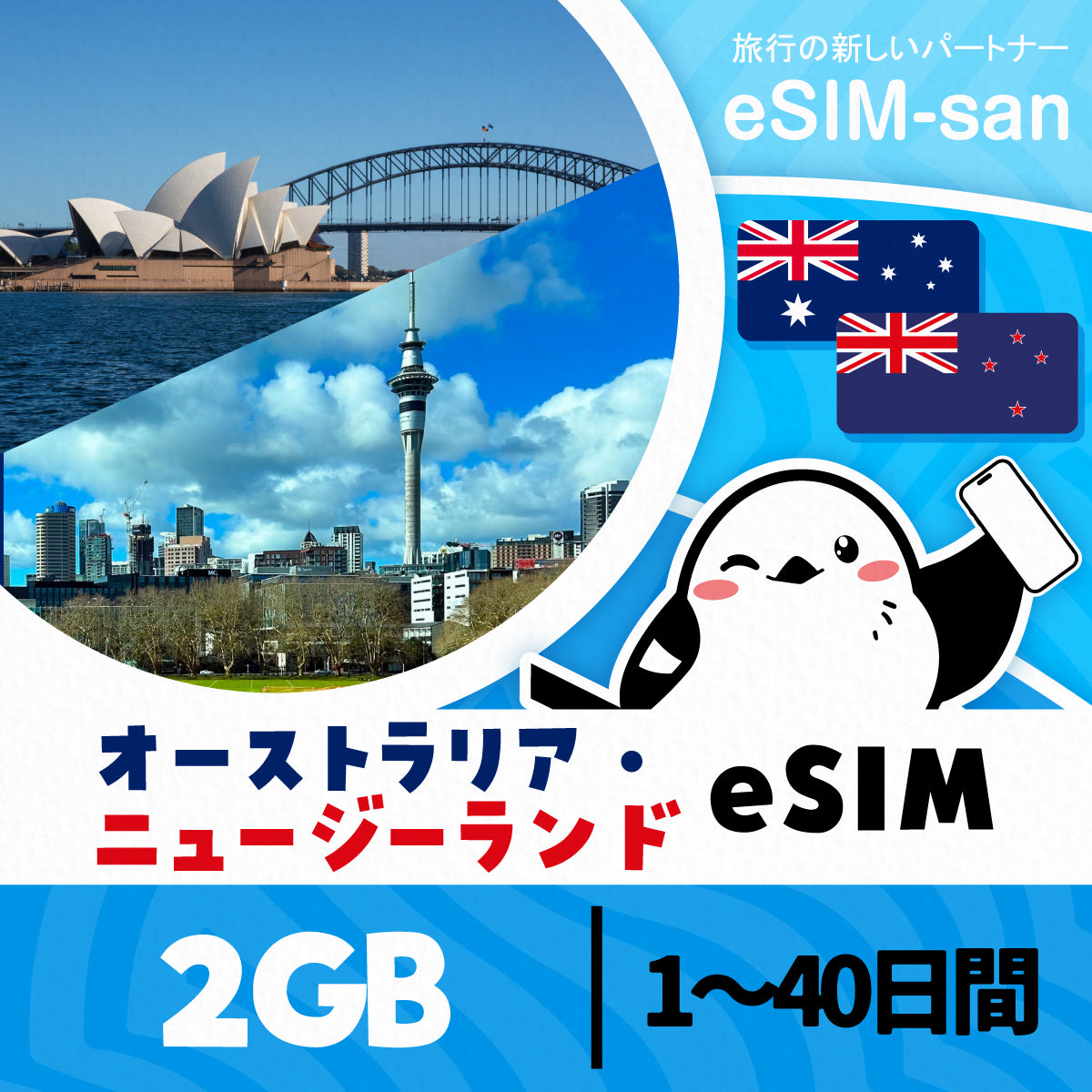 オーストラリア・ニュージーランドeSIMの2GB/dayプラン画像_eSIM-san