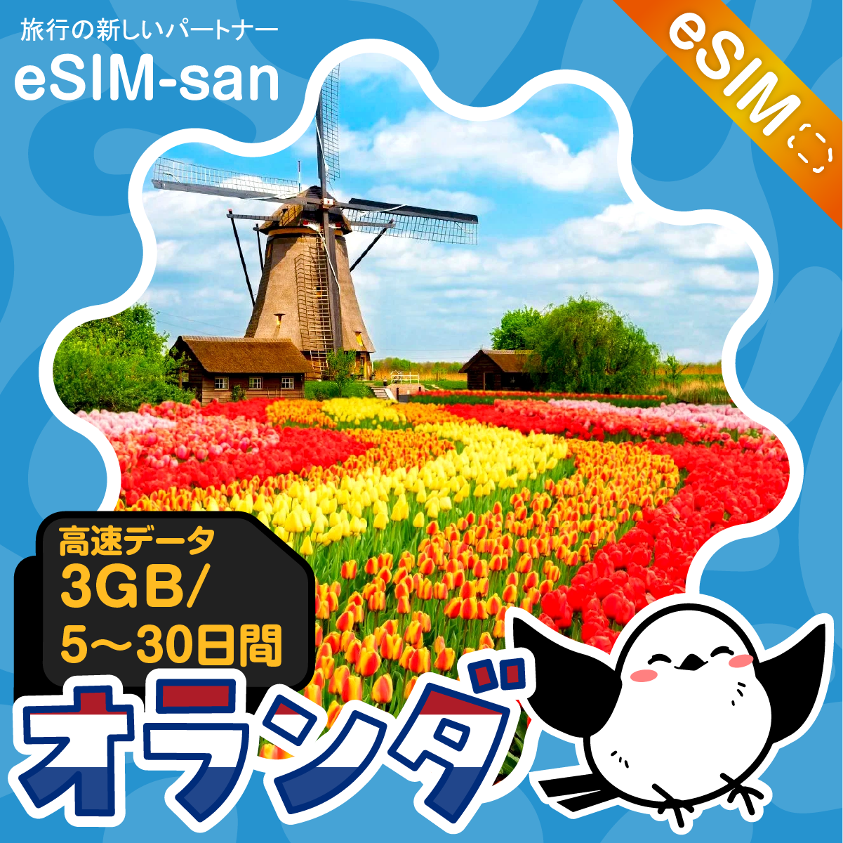 オランダeSIMの3GB/dayプラン画像_eSIM-san